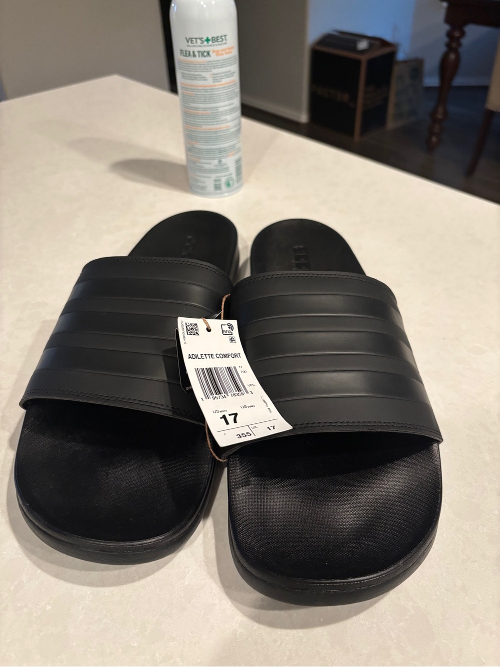 Comfort Men’s Addidas Slide Sandals — Black, Size 17